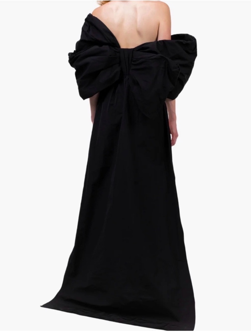 Marchesa Notte White Column Gown with Dramatic Black Taffeta Sleeves/Cape NWT - Picture 3 of 5
